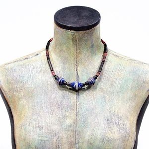VTG 70's African Trade Bead Tribal Ethnic Necklace
